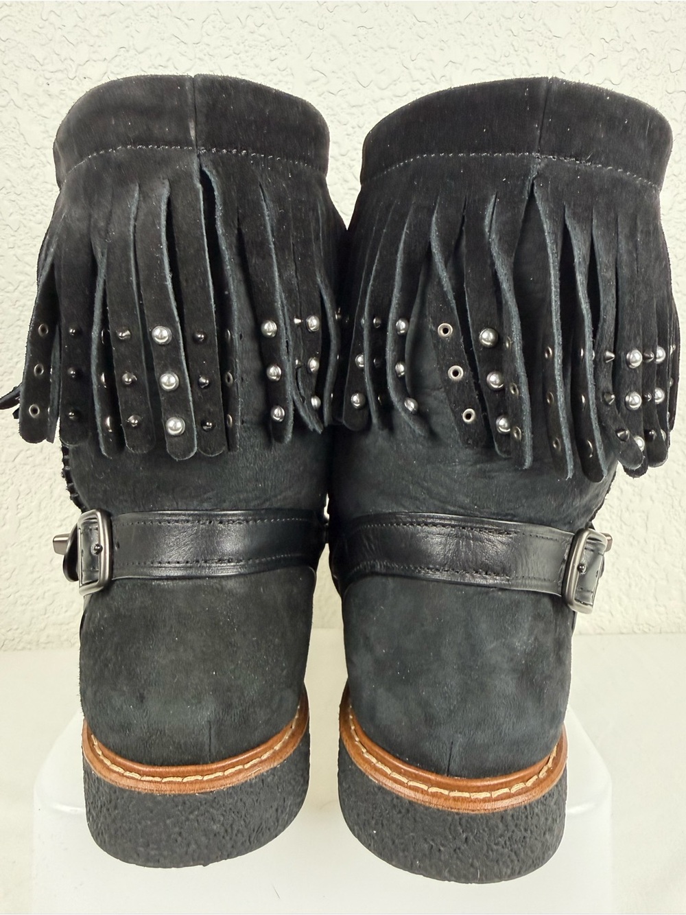 Coach | Roccasin | Shearling Fringe Boots | Black Suede | Women's 9B - Picture 4 of 11